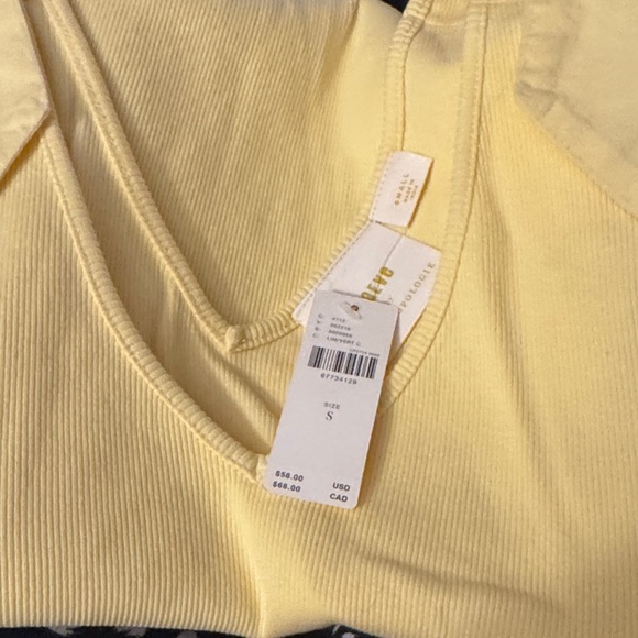 NWT Anthropologie Maeve Yellow Tie-Shoulder V-Neck Ribbed Tank, S - Picture 7 of 8